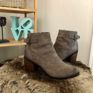 Gray suede booties